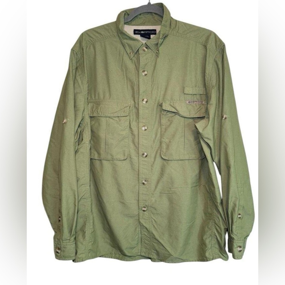 Exofficio Fishing Outdoor Long Sleeve Shirt Vented Chest Pockets Men's Large